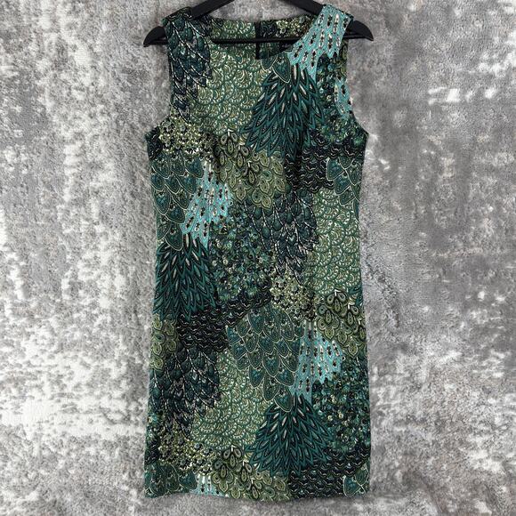 Connected Apparel Size 12 Floral Paisley Print Mini Sheath Dress Sleeveless Zip - Picture 1 of 9